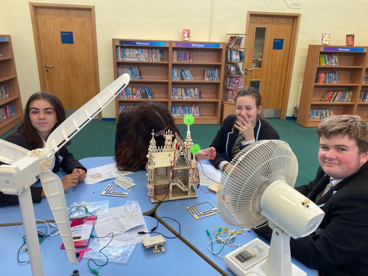 Students at My Smarter Essex: Step Into STEM building their own wind turbines