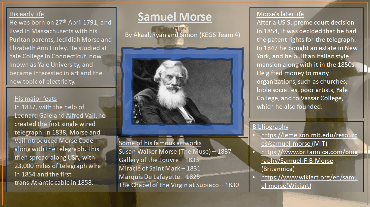 Poster with information about Samuel Morse