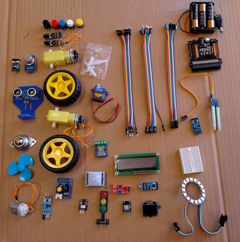 Parts in the microcontroller development kit created by Ed Bye (CSES)
